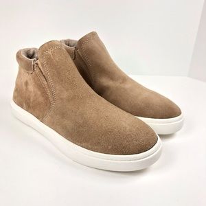 Fabletics Size 10 NWOB Tan Suede High Top Sneakers